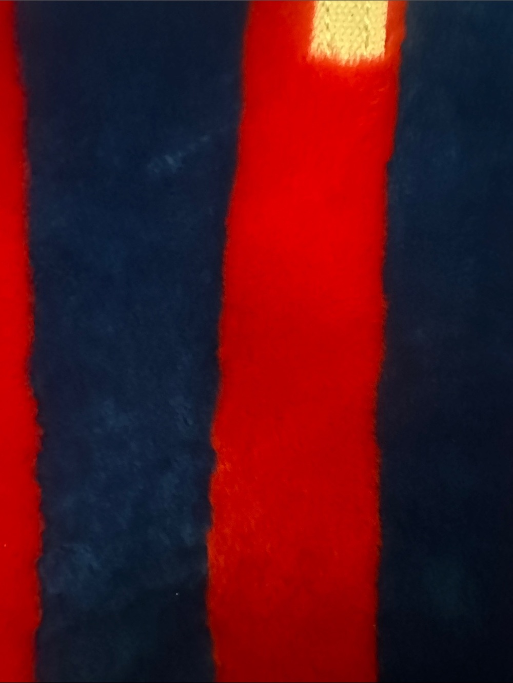 Steele Canvas Striped 💯 dyed lamb fur Extra Large Tote Bag in Red and Navy - Picture 3 of 10